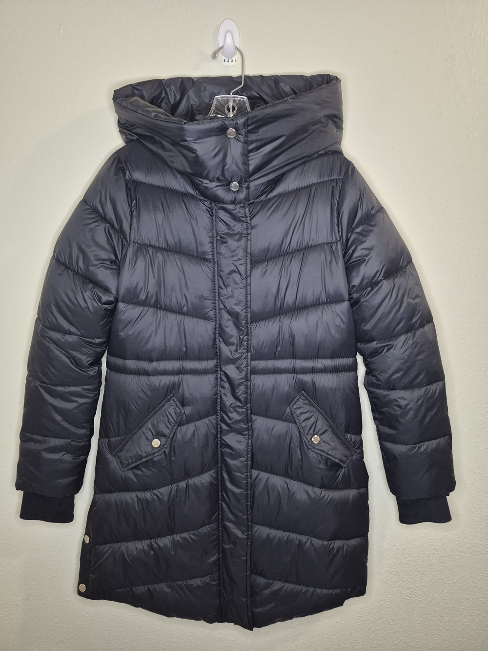 Hollister Black Quilted Long Puffer Jacket